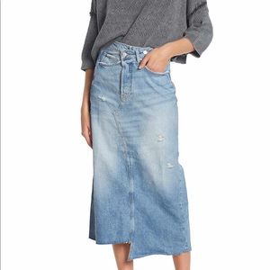 Free People Reworked Asymmetrical Jean Skirt